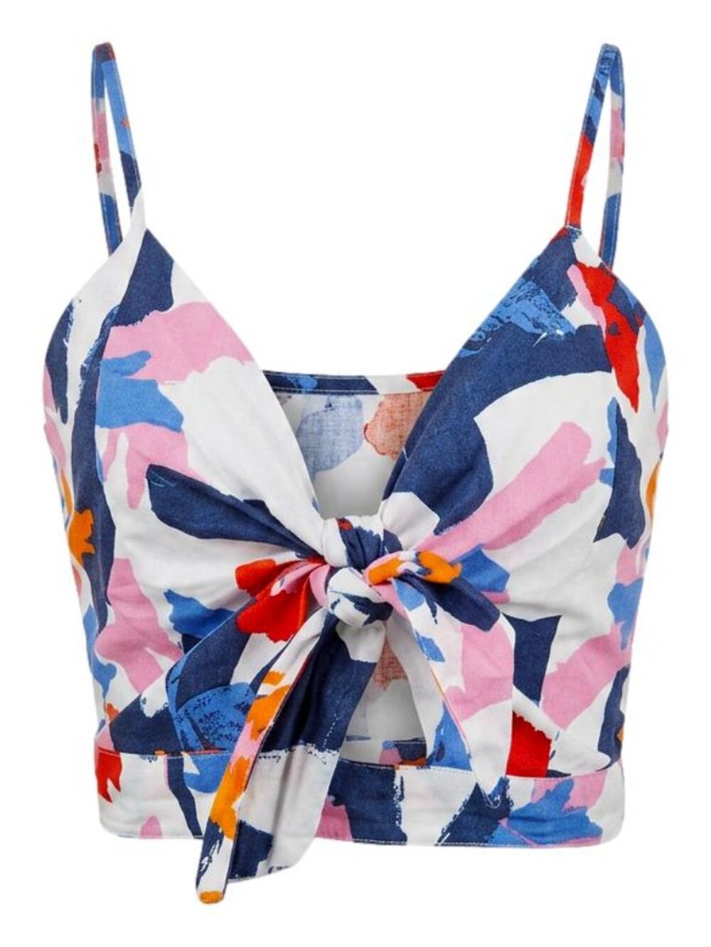 Walter Baker Blaire Brushstroke Daisy Tie Front Crop Summer Top Size M